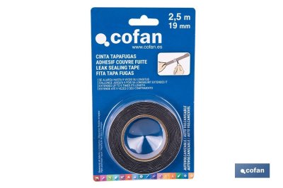 Imagen Cinta autovulcanizante Color negro 19 mm y 2,5 m Cofan