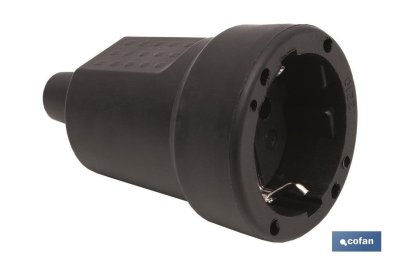 Imagen Base enchufe aérea Plug de goma | 16 A - 250 V | Color Negro Cofan